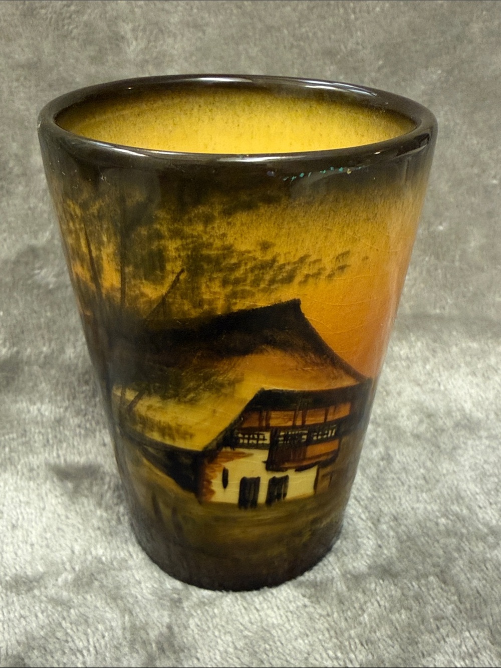 Vintage Hand Painted SMF SCHRAMBERG MAJOLIKA Cup 4  Inches Tall D